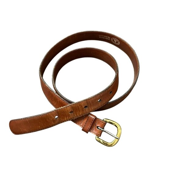 Leather Man Ltd Solid Brass Buckle Brown Leather Belt Size 42 Handcrafted USA - Picture 2 of 8